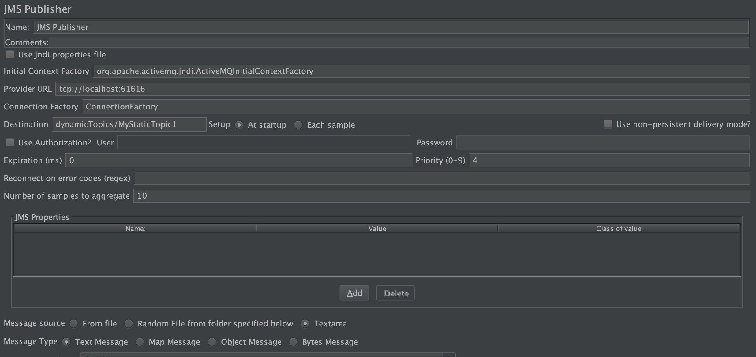 Publisher configuration